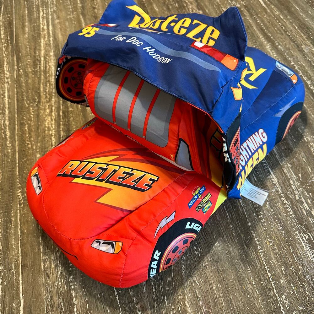 Cars Lightning McQueen Transforming Plush Pillow Disney Pixar Hudson Hornet